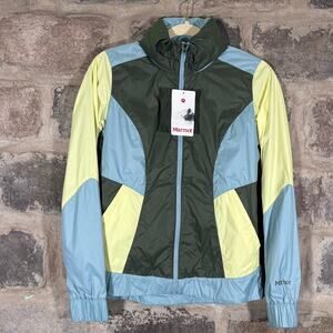 NWT Marmot Laurel Jacket Woman's XS Honeydew Blue Shale‎ Hooded Lightweight